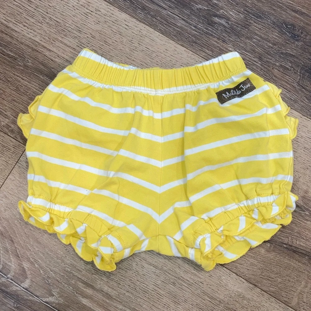 Matilda Jane Yellow & White Stripe Bloomers Ruffles Diaper Cover 18-24m